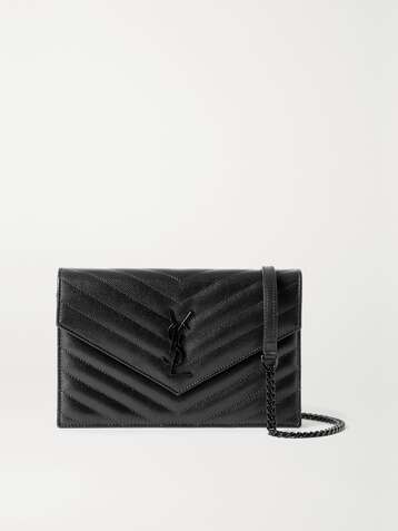 SAINT LAURENT Envelope textured-leather shoulder bag