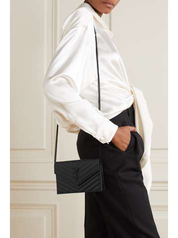 SAINT LAURENT Envelope textured-leather shoulder bag