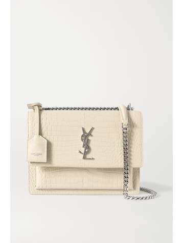 SAINT LAURENT Sunset medium croc-effect leather shoulder bag