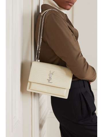 SAINT LAURENT Sunset medium croc-effect leather shoulder bag