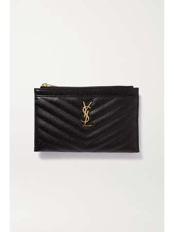 SAINT LAURENT Monogramme quilted textured-leather pouch