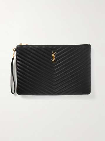 SAINT LAURENT Monogram quilted leather pouch