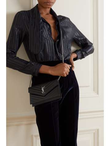 SAINT LAURENT Envelope textured-leather shoulder bag