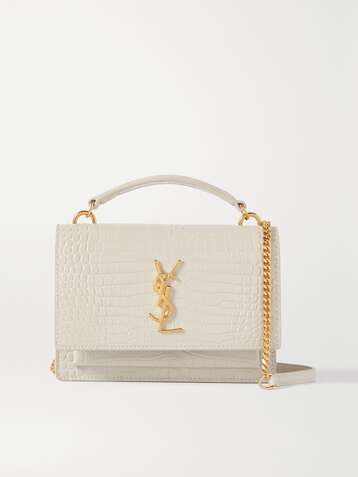 SAINT LAURENT Sunset small croc-effect leather shoulder bag