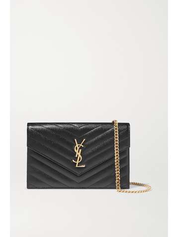 SAINT LAURENT Monogramme quilted textured-leather shoulder bag
