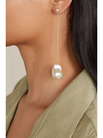 MIZUKI 14-karat gold pearl earrings