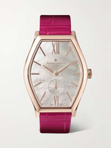 VACHERON CONSTANTIN Malte Hand-Wound 34.4mm 18-karat pink gold and alligator watch