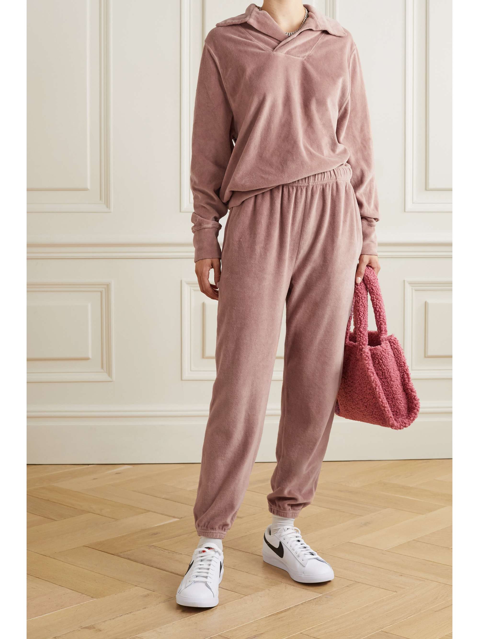 LES TIEN Cotton-blend velour track pants