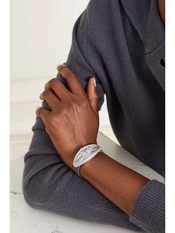 CARTIER Baignoire Allongée Automatic 23mm extra large rhodium-finished 18-karat white gold, alligator and diamond watch