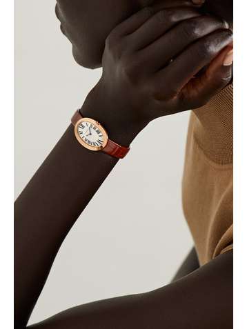 CARTIER Baignoire 24.5mm small 18-karat rose gold and alligator watch