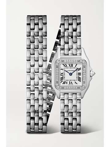 CARTIER Panthère de Cartier 20mm small 18-karat white gold diamond watch