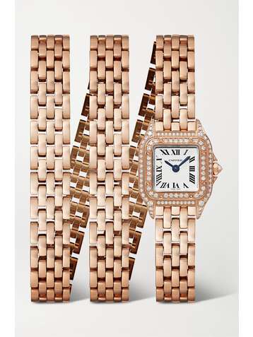 CARTIER Montre en or rose 18 carats (750/1000) et diamants Panthère de Cartier Manchette Small 27 mm
