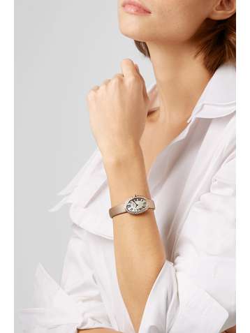 CARTIER Montre en or rose 18 carats (750/1000) et diamants à bracelet en toile brossée Baignoire Small 24,5 mm