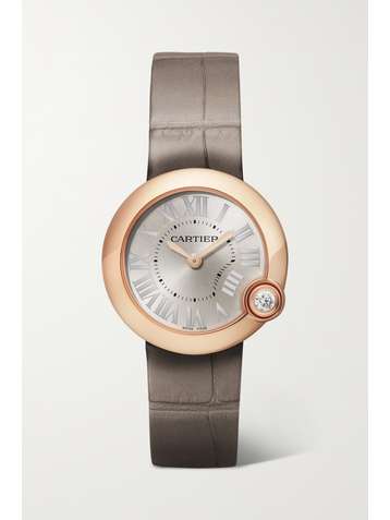 CARTIER Ballon Blanc de Cartier 30mm 18-karat rose gold, alligator and diamond watch