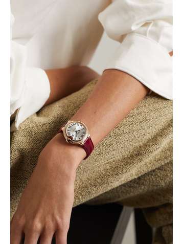 CARTIER Ballon Bleu de Cartier Automatic 33mm 18-karat rose gold, alligator and diamond watch