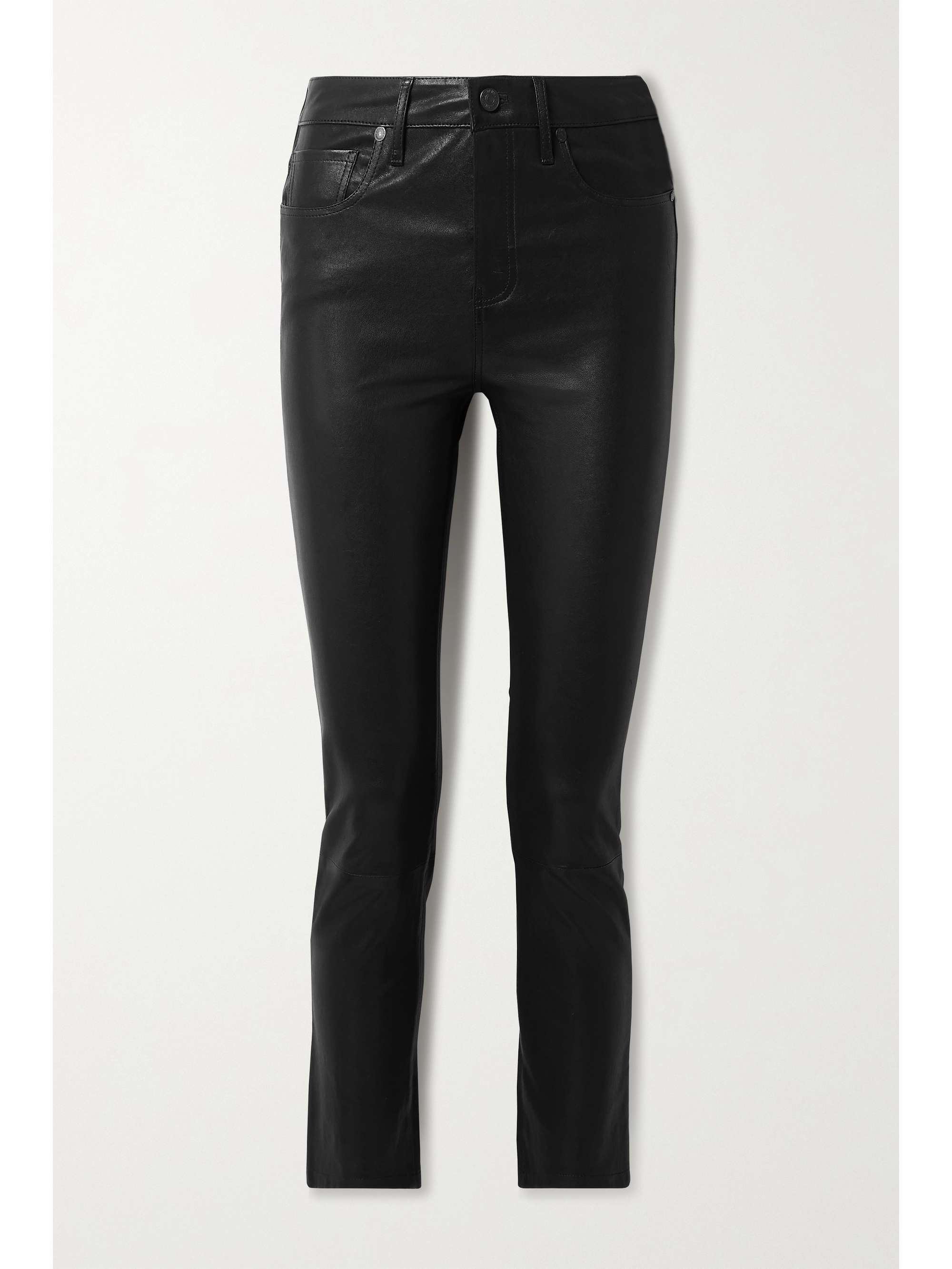 Black Harlow leather slim-leg pants 