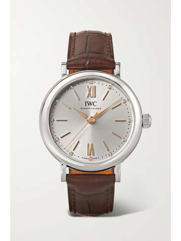 IWC SCHAFFHAUSEN Portofino Automatic 34mm stainless steel, alligator and diamond watch