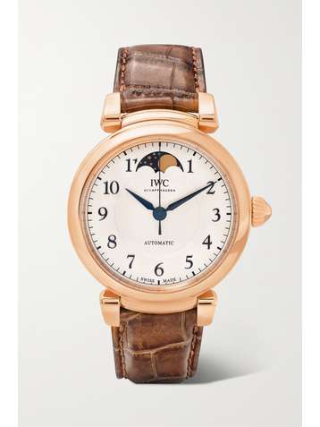 IWC SCHAFFHAUSEN Da Vinci Automatic Moon Phase 36mm 18-karat red gold and alligator watch