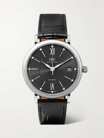 IWC SCHAFFHAUSEN Portofino Automatic 37mm stainless steel, alligator and diamond watch