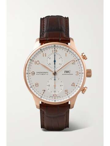 IWC SCHAFFHAUSEN Portugieser Automatic Chronograph 41mm 18-karat red gold and alligator watch