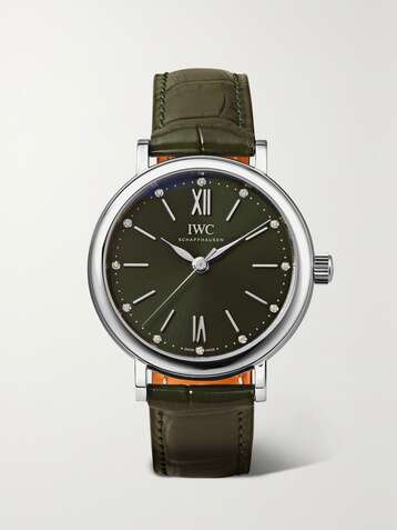 IWC SCHAFFHAUSEN Portofino Automatic 34mm stainless steel, alligator and diamond watch