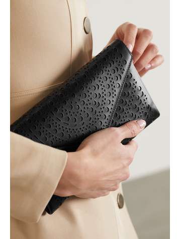 ALAÏA Pochette en cuir découpé au laser