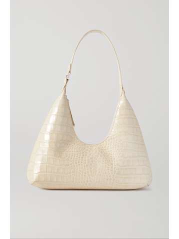 BY FAR Amber glossed croc-effect leather shoulder bag