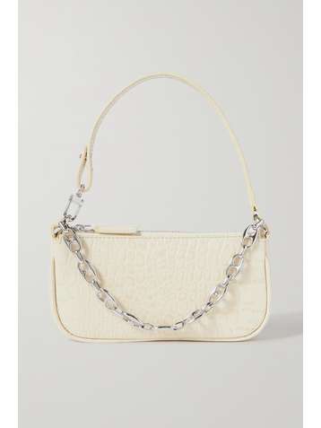 BY FAR Rachel mini chain-embellished croc-effect leather shoulder bag