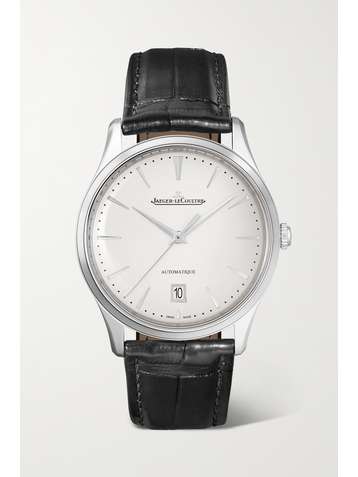 JAEGER-LECOULTRE Montre en acier inoxydable à bracelet en alligator Master Ultra Thin Date Automatique 39 mm