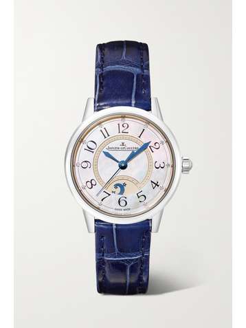JAEGER-LECOULTRE Montre en acier inoxydable et diamants à bracelet en alligator Rendez-Vous Night & Day Automatique Moon-Phase Small 29 mm