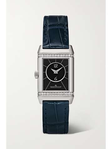 JAEGER-LECOULTRE Reverso Classic Duetto 21mm small stainless steel, alligator and diamond watch