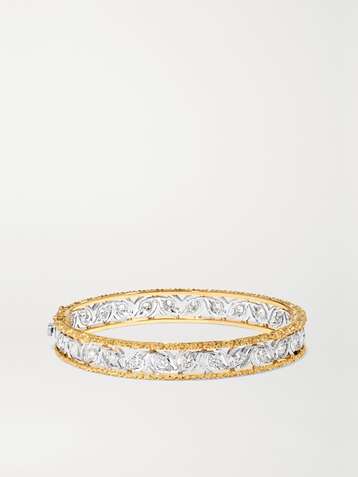 BUCCELLATI Ramage 18-karat white and yellow gold diamond bangle