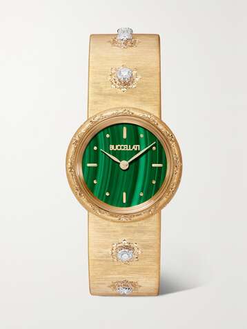 BUCCELLATI Montre en or 18 carats (750/1000), malachite et diamants Macri 24 mm