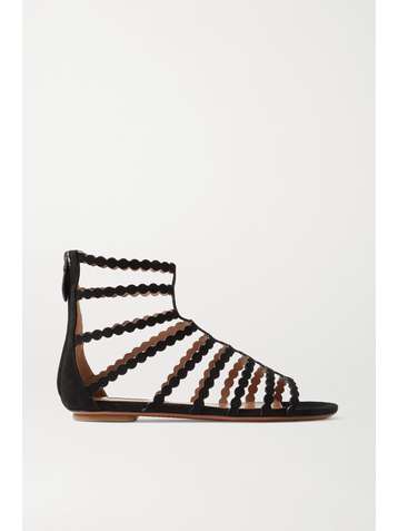 ALAÏA Editions laser-cut suede sandals