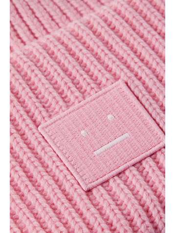 ACNE STUDIOS Bonnet en laine côtelée à appliqué - NET SUSTAIN