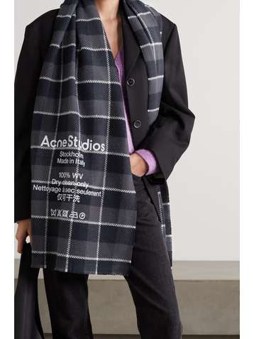 ACNE STUDIOS Printed checked wool scarf