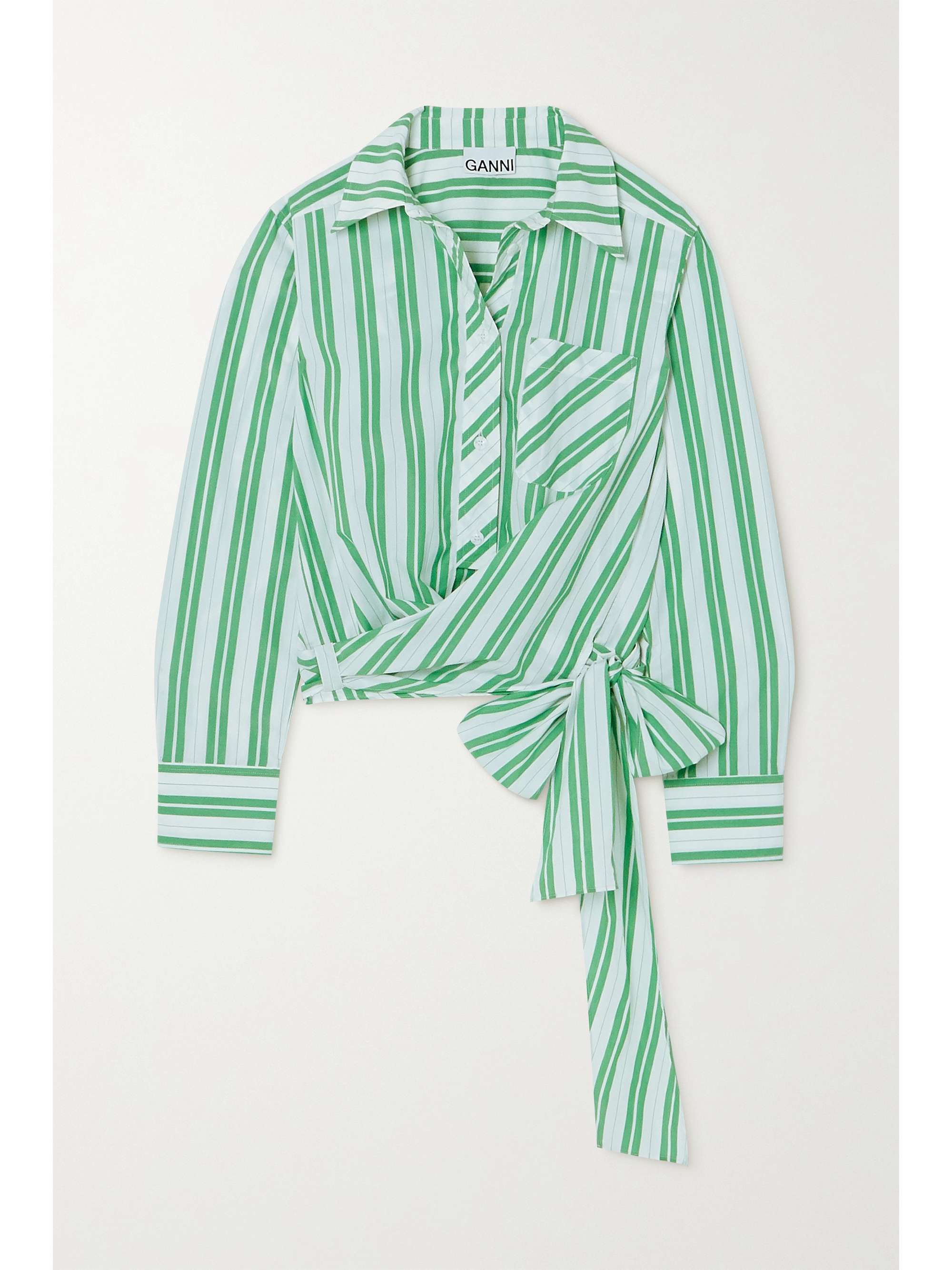 Green Tie-detailed striped organic 