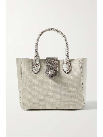 XIMENA KAVALEKAS Mila snake-effect leather-trimmed linen tote