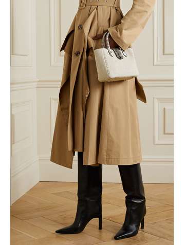 XIMENA KAVALEKAS Mila snake-effect leather-trimmed linen tote