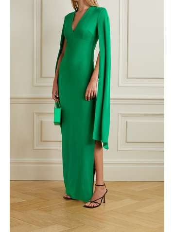 SAFIYAA Robe du soir effet cape en serge stretch à ceinture Tomesha