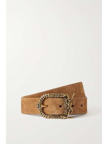 SAINT LAURENT Monogramme suede belt