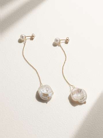 MATEO Duality 14-karat gold pearl earrings