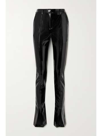 DE LA VALI Blues crinkled faux patent-leather slim-leg pants