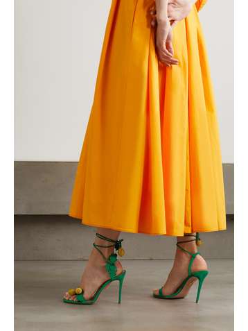 AQUAZZURA Limoncello 105 embellished suede sandals