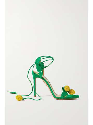 AQUAZZURA Limoncello 105 embellished suede sandals