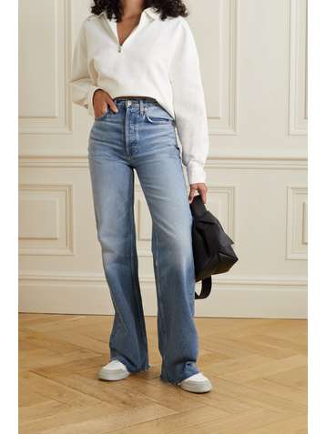 RE/DONE 70s frayed high-rise wide-leg jeans