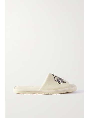 DESMOND & DEMPSEY Pantoletten aus Cord mit Stickerei