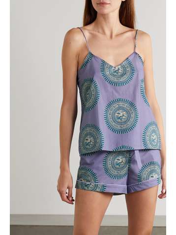 DESMOND & DEMPSEY Printed cotton-voile pajama set