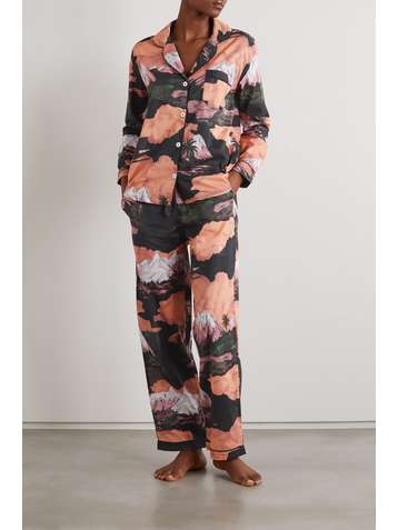DESMOND & DEMPSEY Printed cotton-voile pajama set