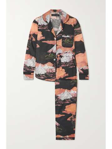DESMOND & DEMPSEY Printed cotton-voile pajama set